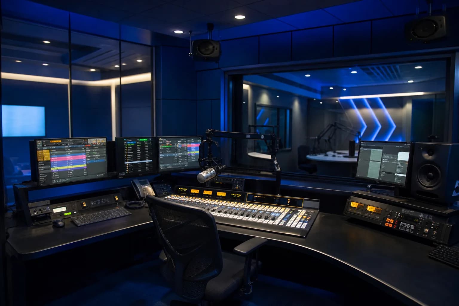 AirMedia broadcast studio with professional radio equipment